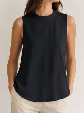 Paper Crane Black Blouse Top Sleeveless Back Zip Sz. M